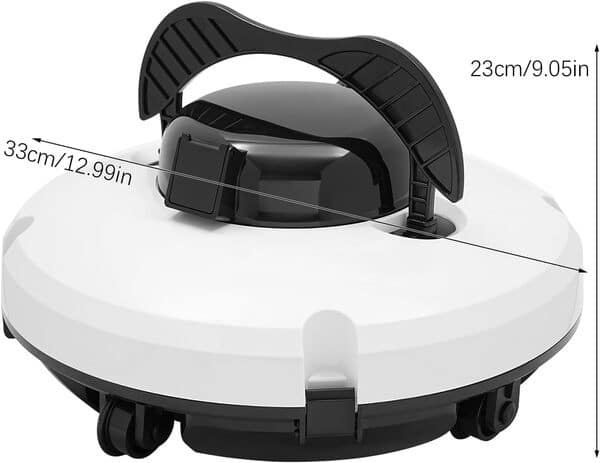 Robot de piscine sans fil pour piscines plates jusqu'à 100 m² - Étanche IPX8 - Autonomie : 120 minutes - Idéal pour les piscines enterrées et les piscines hors sol