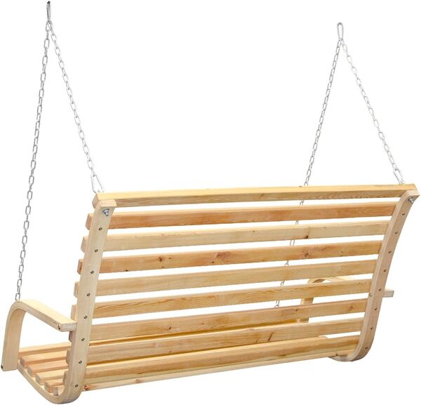 AMANKA Balancelle de Jardin en Bois pour 3 Personnes avec accoudoirs Beige