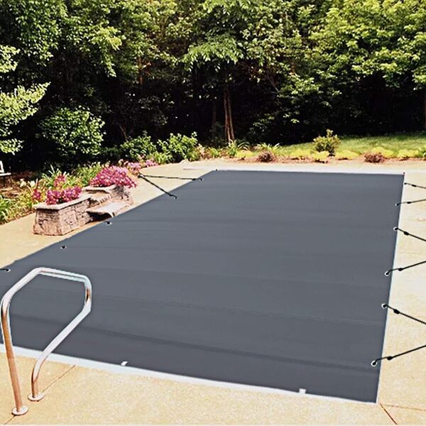 VEVOR Bâche à Bulle Piscine Hivernage, Anthracite en PVC 650-680 g/m² Couverture Solaire Piscine Rectangulaire, 4x8 m Maille Serrée pour Les Piscines dans la Maison, Le Jardin, l'Hôtel, l'Ingénierie