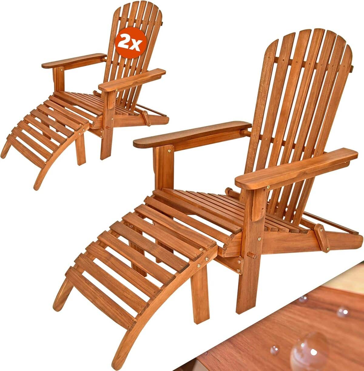 Test chaise longue Casaria Adirondack pliable en acacia