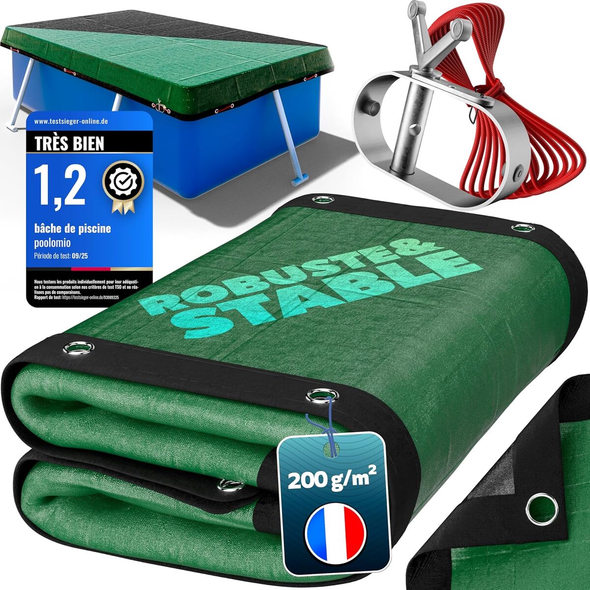 Test de la bâche de piscine 2-en-1 Poolomio® 800 x 400 cm