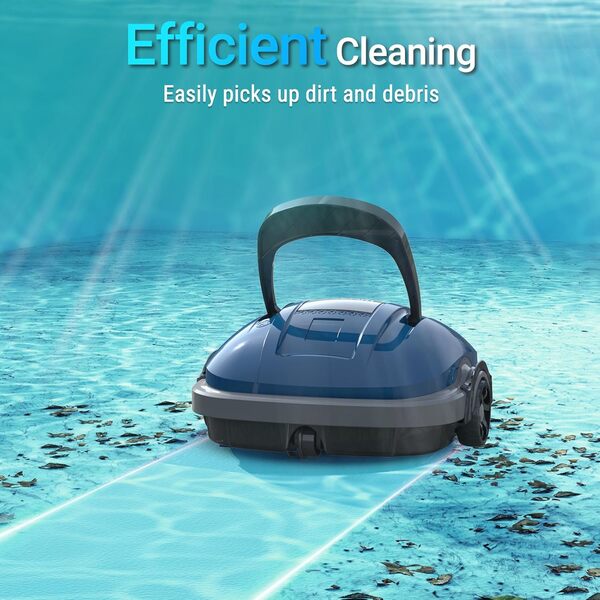 WINNY POOL CLEANER Robot Piscine sans Fil pour Piscine Hors Sol Jusqu'à 80m², Stationnement Automatique | Double Motorisation Aspirateur Robot Piscine 100 Mins d'Aspiration Puissante Robot Bleu Foncé