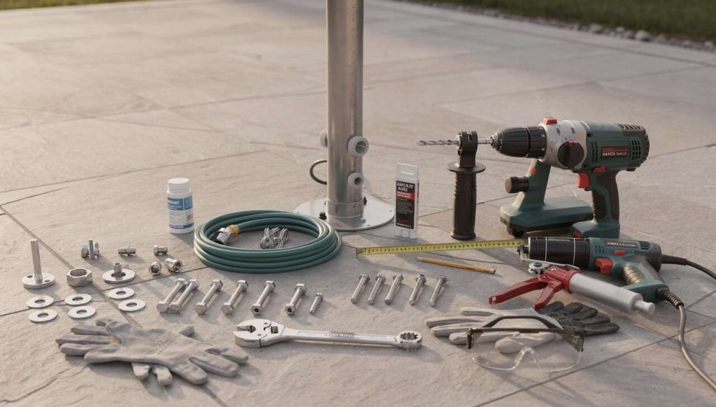 Comment fixer une douche solaire au sol ?