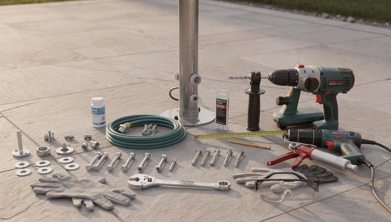 Comment fixer une douche solaire au sol ?