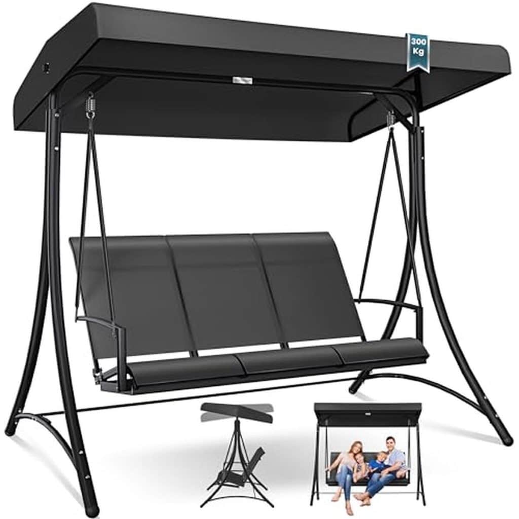 Test : balancelle 3 places KESSER avec toit pare-soleil et pieds antidérapants