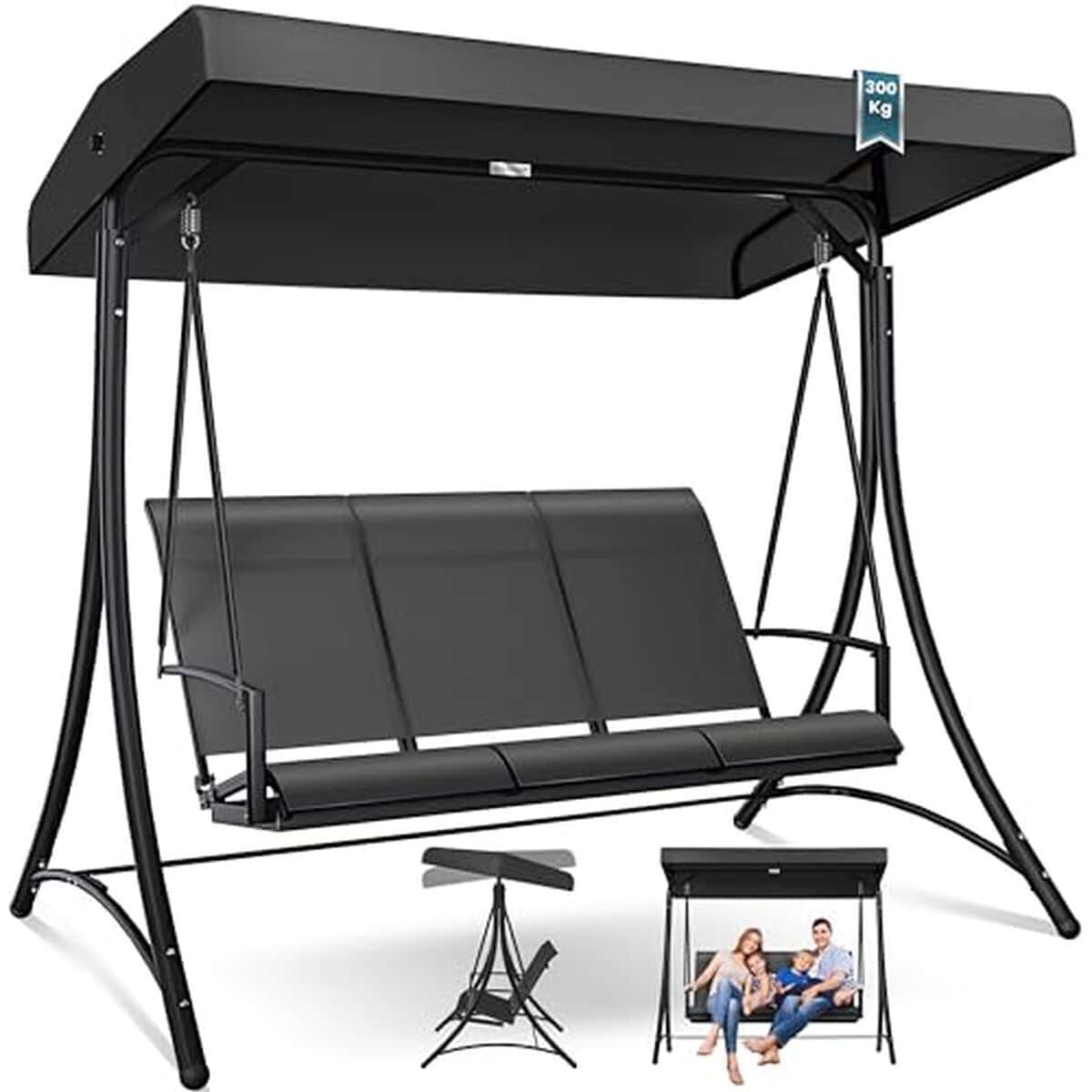 Test : balancelle 3 places KESSER avec toit pare-soleil et pieds antidérapants