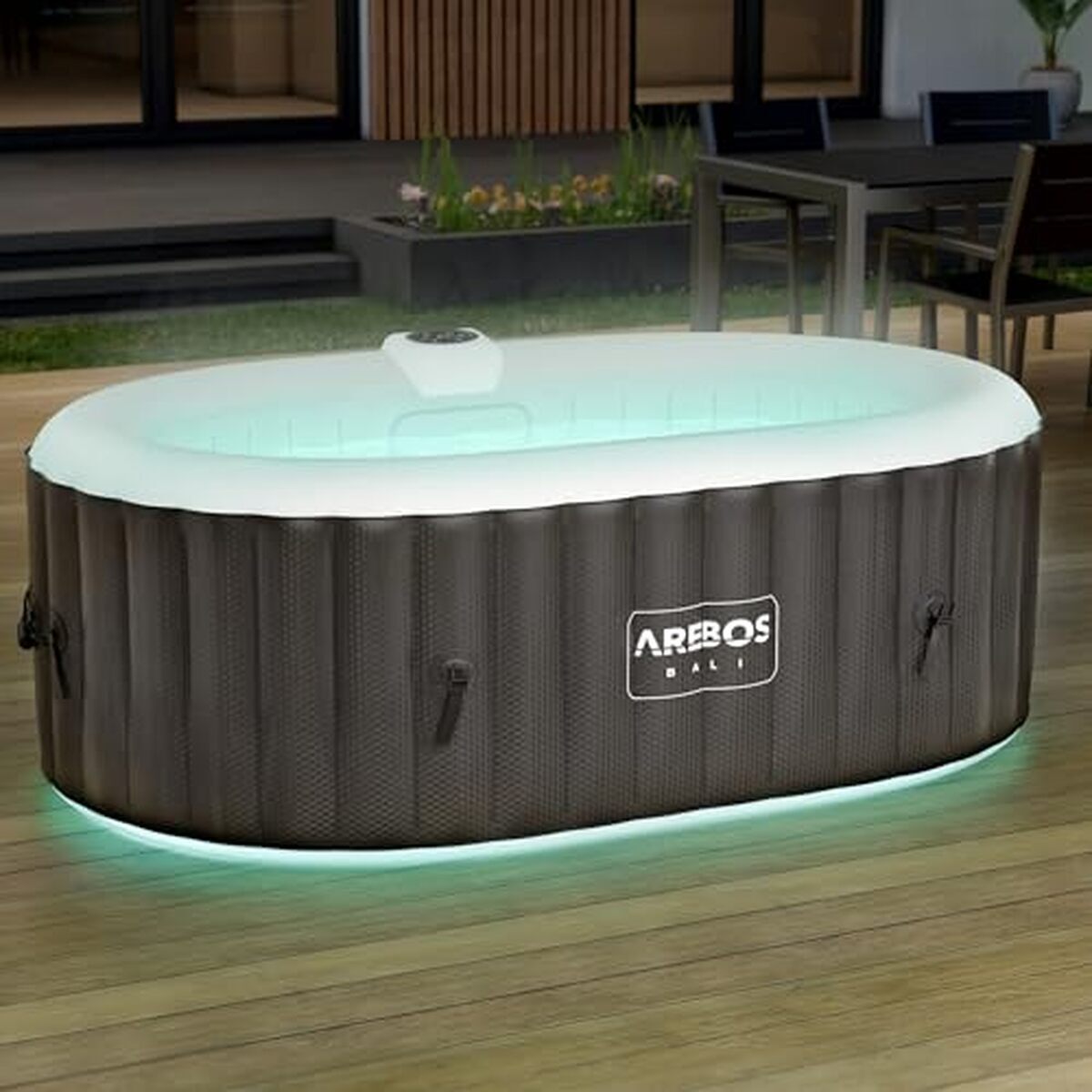 Test : spa gonflable Arebos 2 personnes avec LED et jets de massage